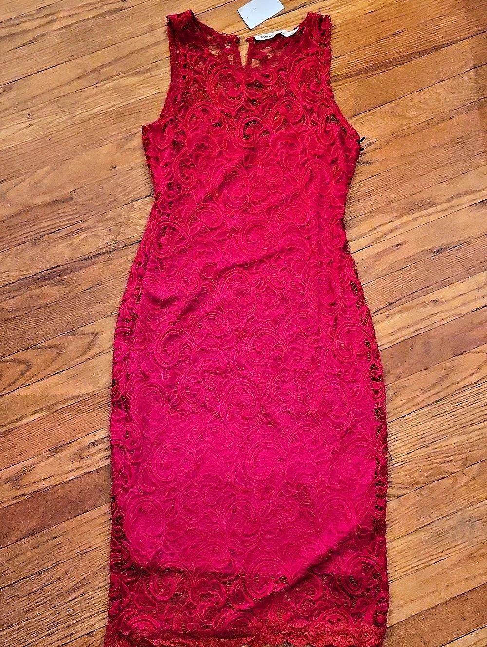 Liberty Love Paisley Lace Midi Dress in Red NWT